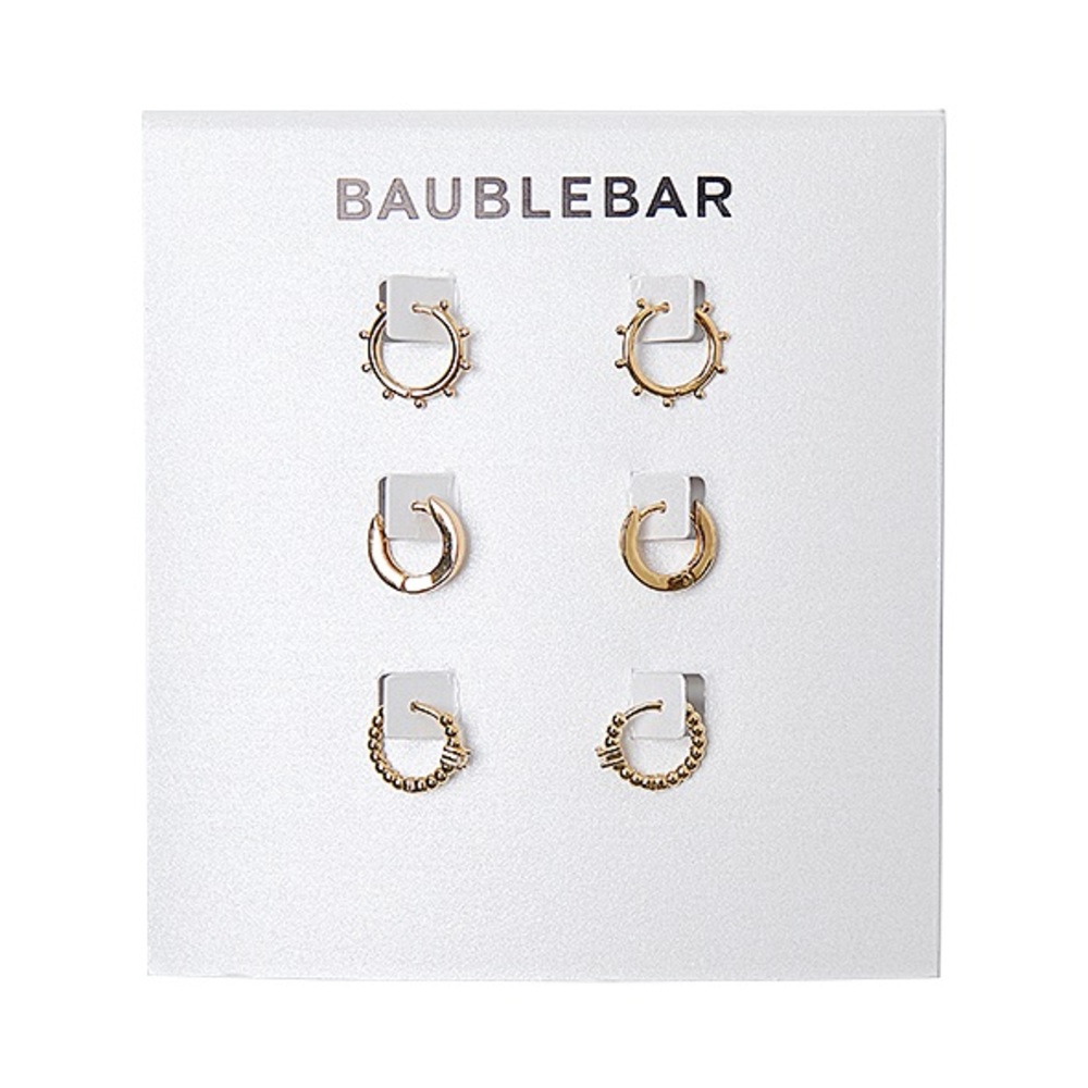 BaubleBar | “Delicate Trio” | 3-Pair Huggie Set (Brand New!) 💘